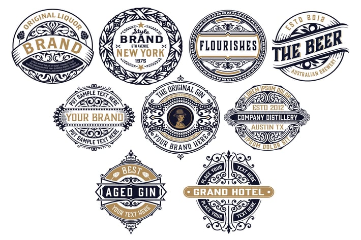 Set of 9 Vintage Logos and Badges 