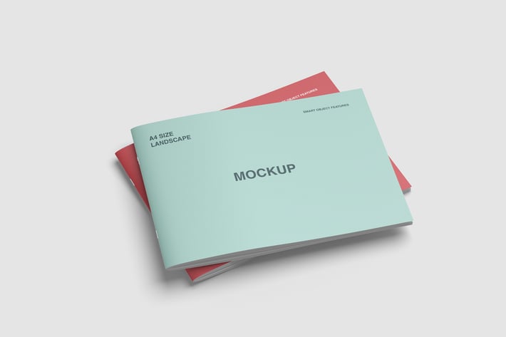 Double A4 Cover Landscape Brochure Mockup