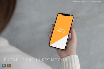 iPhone 12 Pro in Hand Mockup Minimalistic 