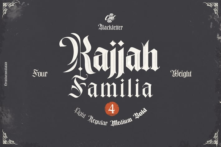 Rajjah Familia - Blackletter Font Family