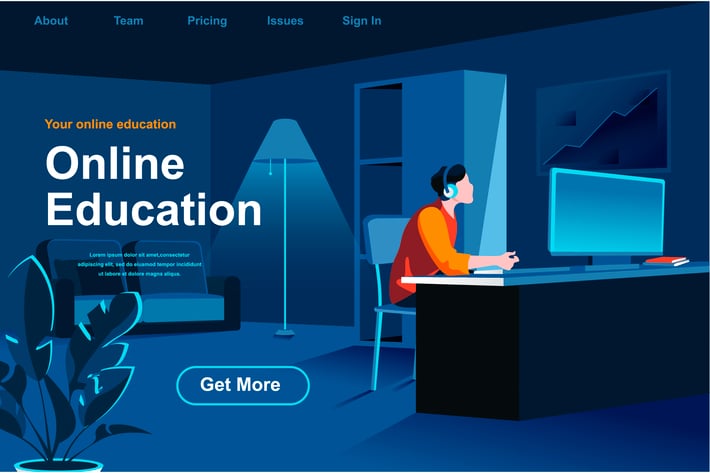 Online Education Isometric Web Page Flat Concept