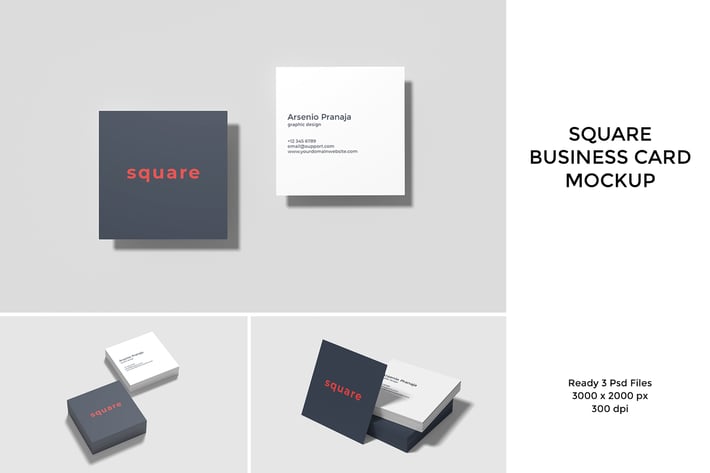 Square Business Card Mockup 