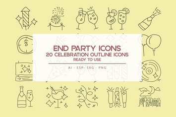 End Time Outline Icons Set