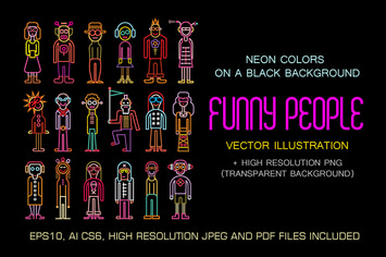 Neon colors Funny People vector illustration