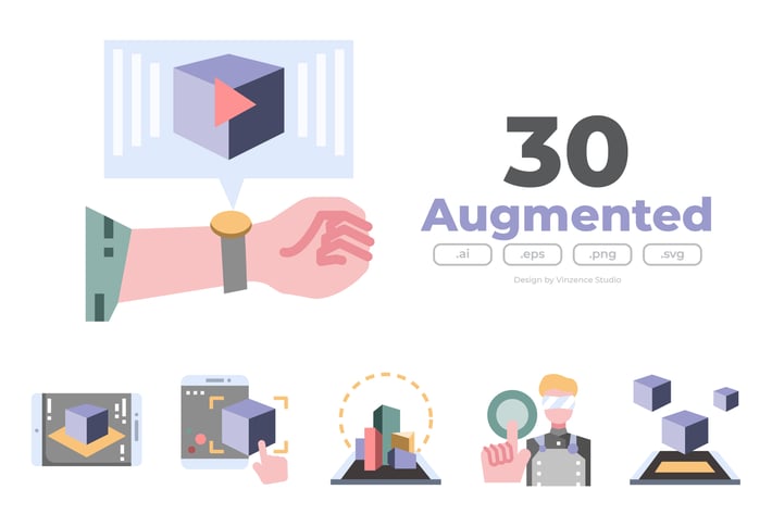 30 Augmented Reality Icons - FLAT