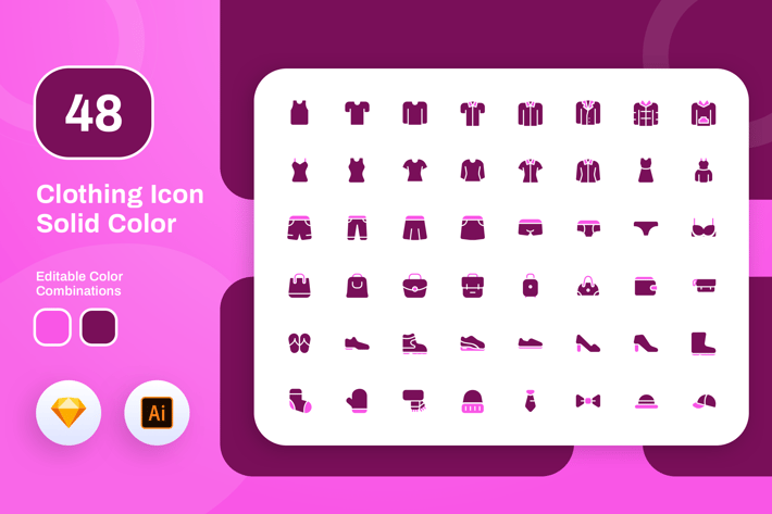 Clothing Solid Color Icon Set