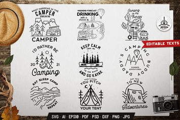 Travel Designs Bundle, Camp Retro Line Labels