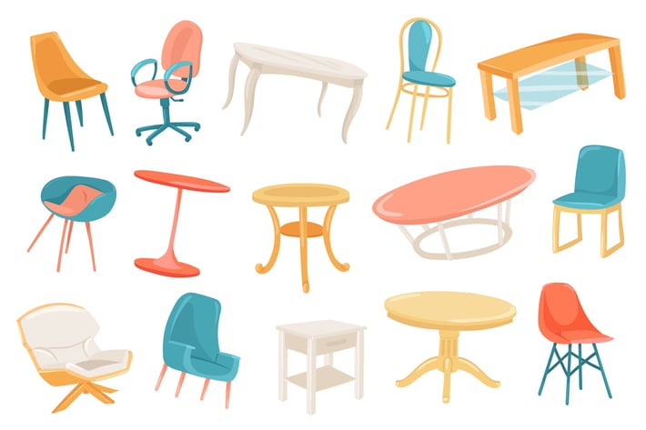 Furniture Isolated Elements Set