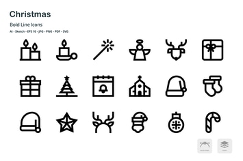 Christmas Celebration Bold Line Vector Icons