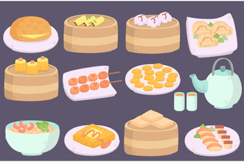 Delicious Hong Kong Cuisines Illustration Pack