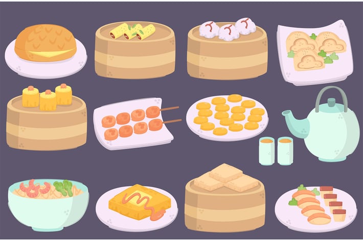 Delicious Hong Kong Cuisines Illustration Pack