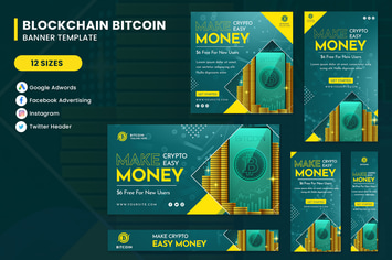 Bitcoin Cryptocurrency Banner Ads Set Template
