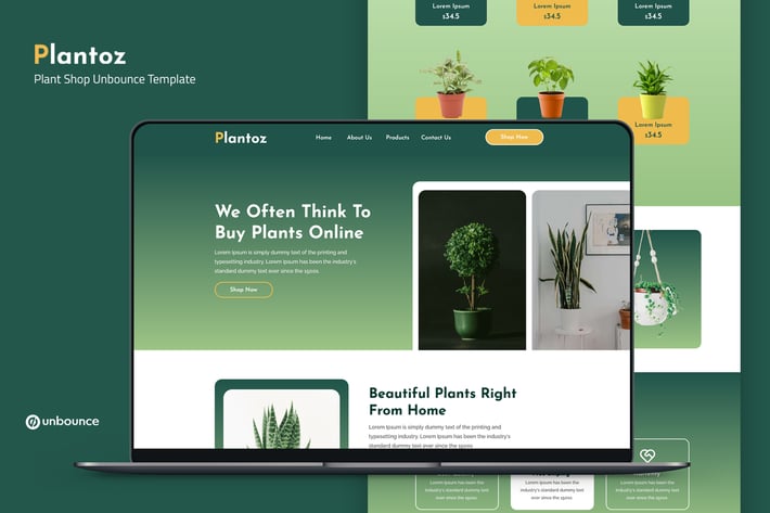 Plantoz — Plant Shop Unbounce Template
