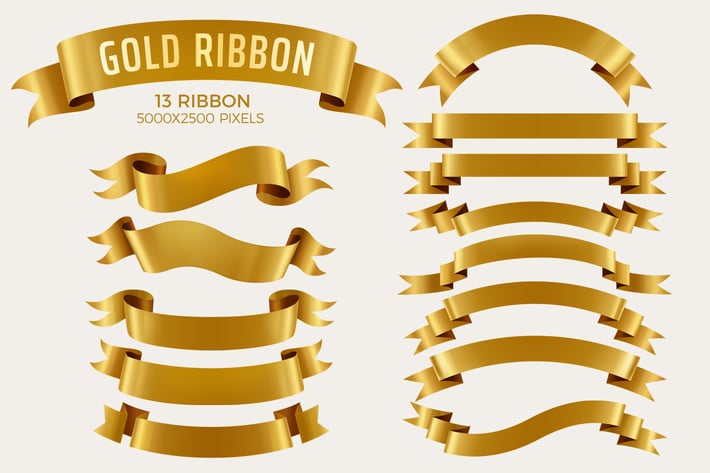 Gold Ribbon Banners set