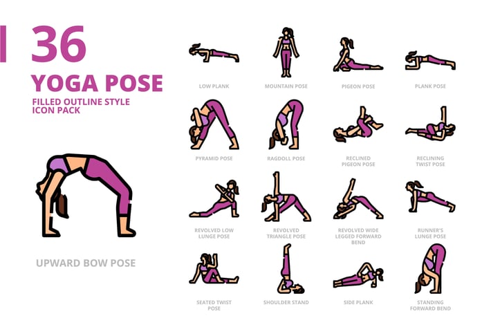 Yoga Pose2 Filled Outline Icon Set