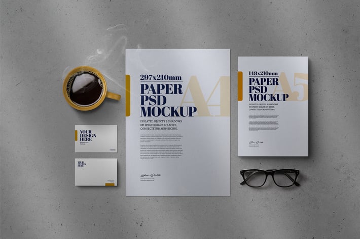 Stationery Flyer Mockup A4 A5 Business Card