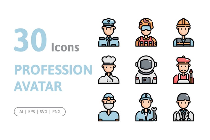 30 Profession Avatar Icons