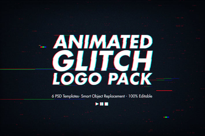 Animated Glitch Logo Pack - Photoshop Templates