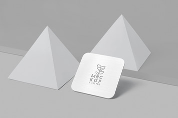 Square Metallic Coaster Mock-Ups with Round Corner