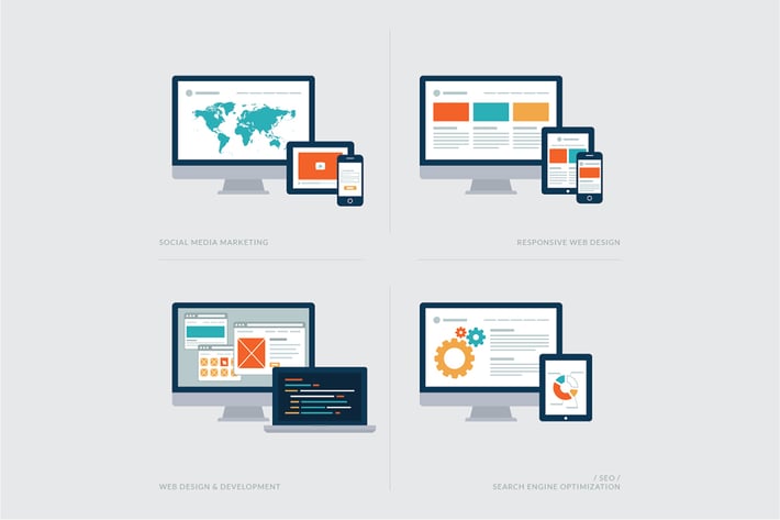 Set of Flat Design Concept Icons