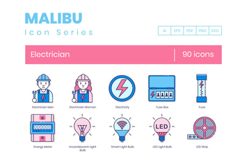 90 Electrician Line Icons