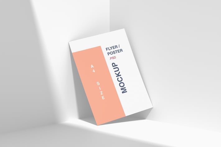 A4 Flyer Mockup at Room Corner