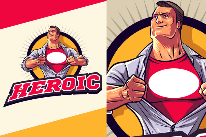 Classic Comic Superhero Mascot Logo