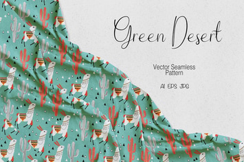 Llama in a green desert