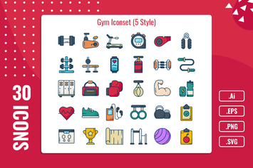 30 Iconset Gym with 5 styles variant