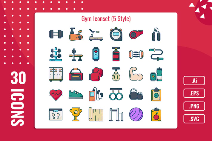 30 Iconset Gym with 5 styles variant