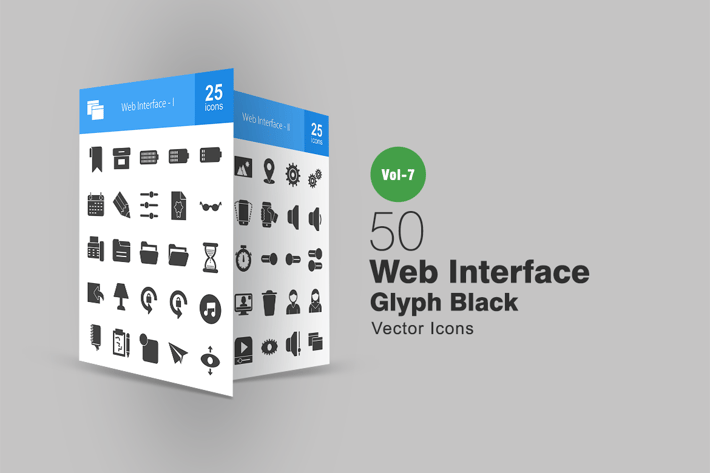 50 Web Interface Glyph Icons