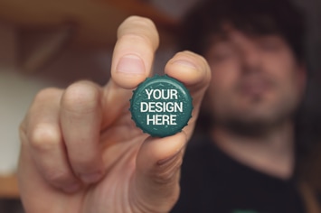 Hand Front Bottle Cap Mockup