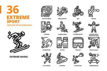 Extreme Sport Outline Style Icon Set