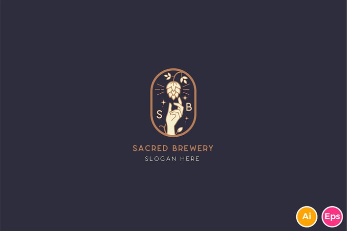 Sacred Fruit, Hops Brewery Logo Template