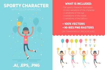 Sporty Character Flat Set