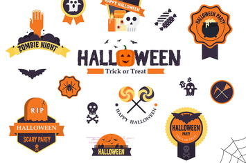 Hallowen flat designed Badges