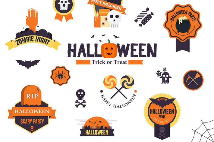 Hallowen flat designed Badges