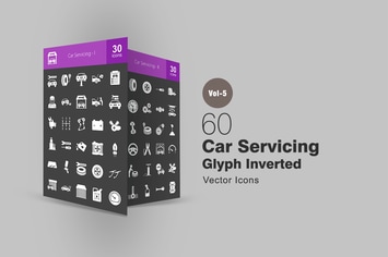 60 Car Servicing Glyph Inverted Icons