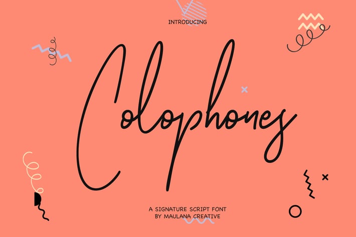 Colophones Signature Script Calligraphy Font