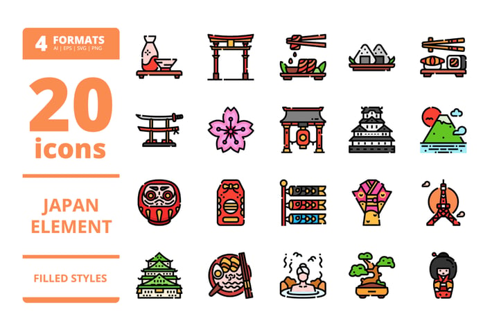 Japan Filled icons packs