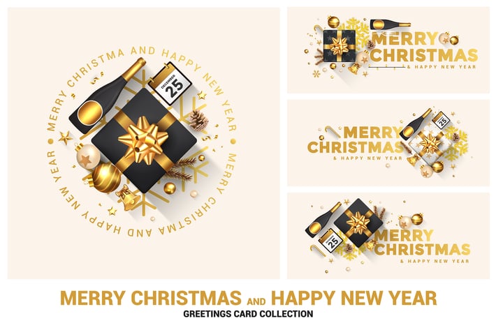 Merry Christmas and Happy New Year greeting card