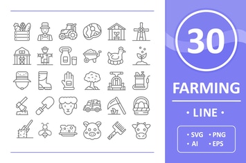 30 Farming Icons - Line