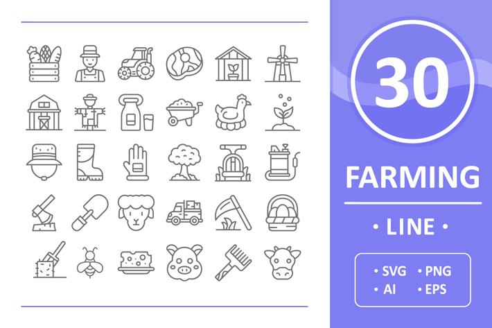30 Farming Icons - Line
