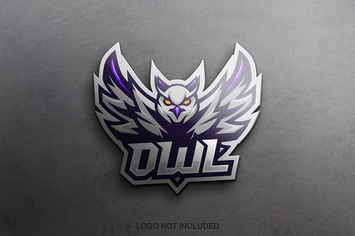 Realistic mascot on wall mockup