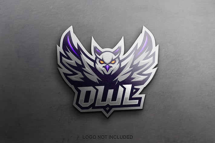 Realistic mascot on wall mockup