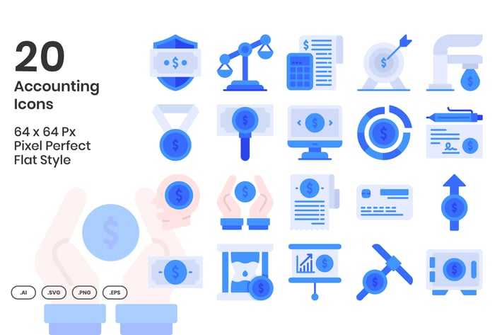 20 Accounting Icons Set - Flat