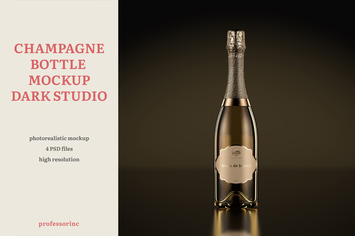 Champagne Bottle Mockup — Dark Studio