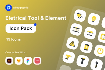 Electrician Tools and Elements Icon Pack