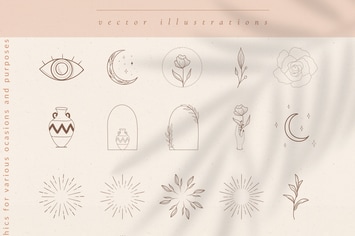 Vector Design Elements, Frames, Sunbursts