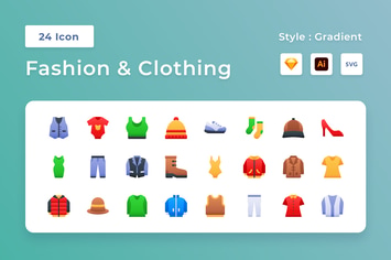 Fashion & Clothing Gradient Icon Set
